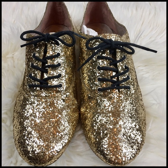Vince Camuto Selina Glitter Gold Oxford Shoe 8.5 - Picture 4 of 8